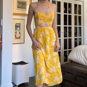 Reformation yellow sundress with cutout halter